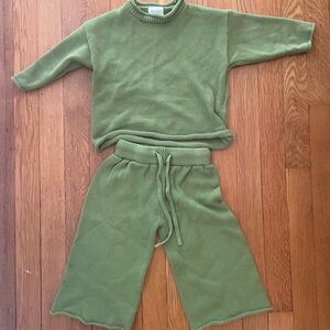 Fostered collection pea green Knitted cotton Two-Piece Set